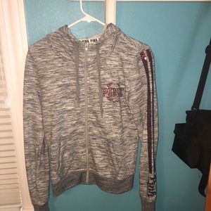 Gray and red sparkle pink sweatshirt
